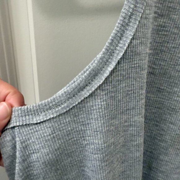 Free People Intimately Gray Racer Back Tank Medium Distressed Hem Boho Layering - Picture 4 of 6